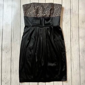 WHBM strapless black & gold evening dress size 6 White House black marked small